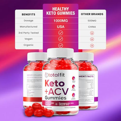 (3 Pack) Total Fit Keto ACV Gummies - Official - Keto TotalFit ACV Advanced Formula Plus Rillvo