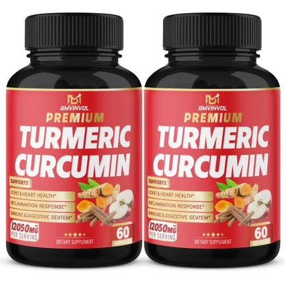 (2 Packs) Premium Turmeric Curcumin Supplement 12050mg with Ginger, Apple Cider Vinegar BMVINVOL