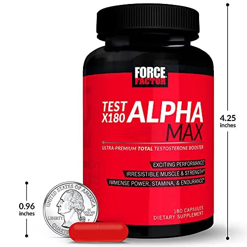 FORCE FACTOR Test X180 Alpha Max, 2-Pack, Total Testosterone and Nitric Oxide Booster Force Factor