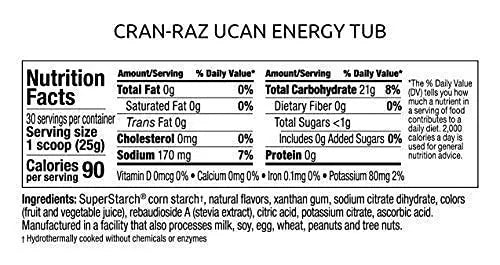 UCAN Energy Powder, Cran-Raz, Keto, Sugar-Free Pre & Post Workout for Men & Women UCAN