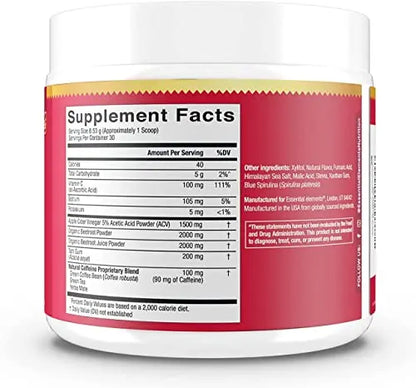 Essential Elements PreWorkout Powder with Beet Root & ACV | Superfood Energy Supplement Essential Elements