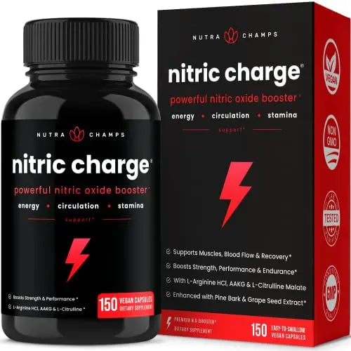 Nitric Oxide Supplement | L-Arginine, L Citrulline Malate, AAKG, Pine Bark, Grape Seed NutraChamps