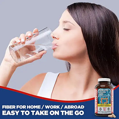 Yerba Prima Prebiotics Colon Care Fiber Caps, 180 Capsules - Five Forms of Fiber Plus FOS Yerba Prima