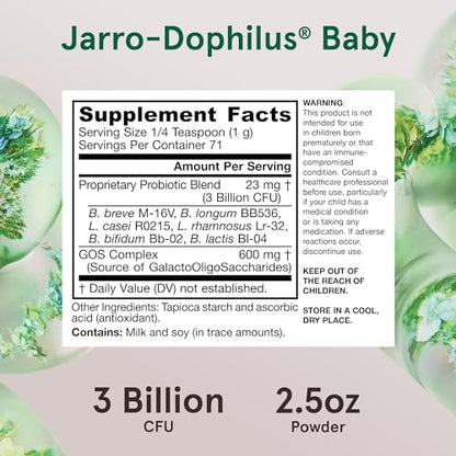 Jarrow Formulas Baby’s Jarro-Dophilus + GOS Supplement - 3 Billion CFU Per Serving - Multi-Strain Jarrow Formulas