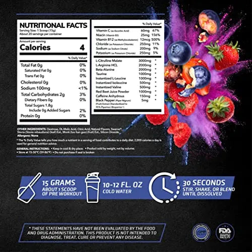 PrimeGENIX Pre-Workout+ Berry Blast Flavor | Max Performance | Boost Energy PrimeGENIX