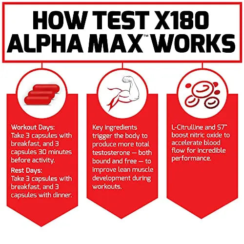 FORCE FACTOR Test X180 Alpha Max, 2-Pack, Total Testosterone and Nitric Oxide Booster Force Factor