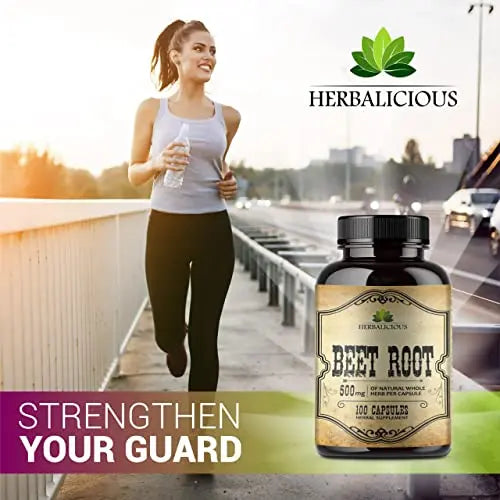 HERBALICIOUS Beet Root Capsules - Herbal Supplement for Athletic Performance HERBALICIOUS