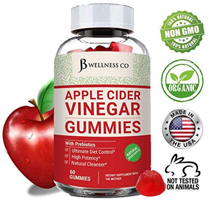(2-Pack | 120 Gummies) Premium Apple Cider Vinegar Gummies - Raw, Natural, Unfiltered ACV JB Wellness Co