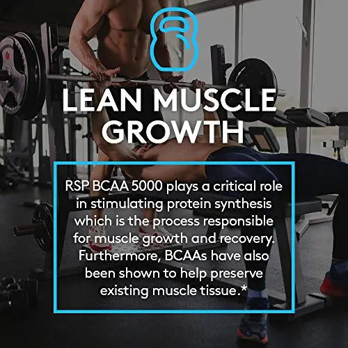 RSP BCAA 5000 (30 Serv), Premium BCAA Capsules for Post Workout Muscle Recovery RSP NUTRITION