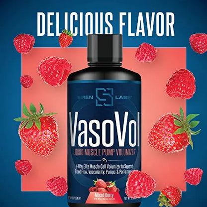Siren Labs Vaso-VOL Liquid Muscle Pump Volumizer with Agmatine Sulfate - Pre Workout SIRENLABS