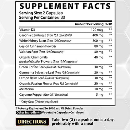 12in1 Night Time Fat Burner for Women - VitaminD.3, Garcinia Cambogia, White Kidney Bean Satoomi