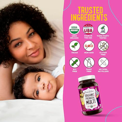Mama Natural 100% Organic Prenatal Vitamins | One A Day Prenatal Vitamins (30 Servings) Mama Natural