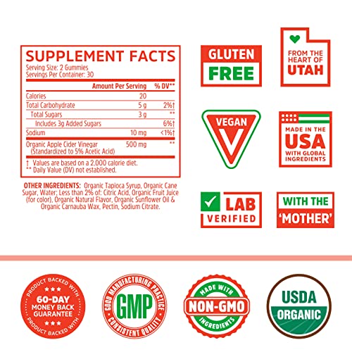Zhou Nutrition Apple Cider Vinegar Gummies with The Mother, ACV Detox & Cleanse Zhou Nutrition