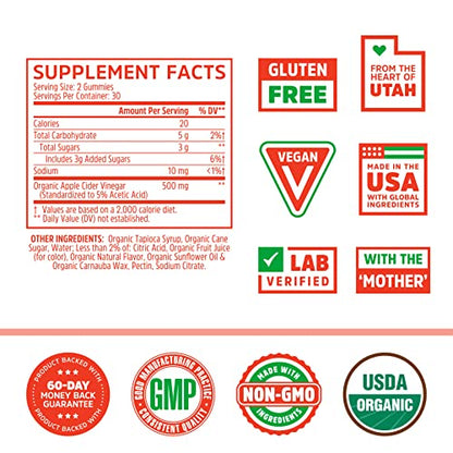 Zhou Nutrition Apple Cider Vinegar Gummies with The Mother, ACV Detox & Cleanse Zhou Nutrition