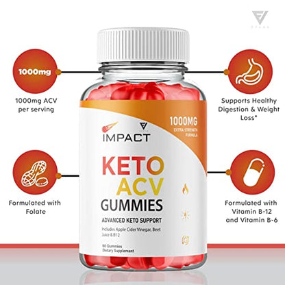 (2 Pack) Impact Keto Gummies for Weight Loss and Belly Fat Diet, AVC Keto ACV Advanced Fyvus