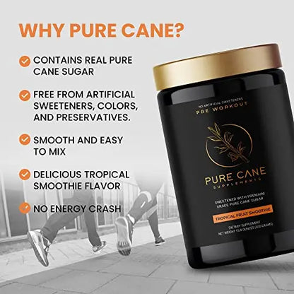 Pure Cane Natural Pre Workout Powder for Men & Women - No Artificial Sweeteners Pure Cane Supplements, Inc.