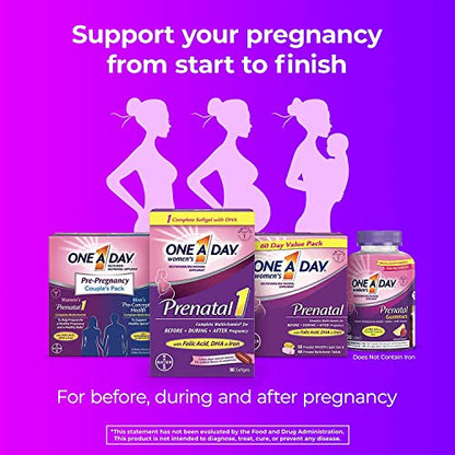 One A Day Women's Prenatal 1 Multivitamin including Vitamin A, Vitamin C, Vitamin D, B6, B12, Iron ONE A DAY
