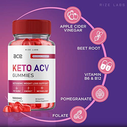 (3 Pack) Ace Keto Gummies - Ace Keto ACV Gummies for Advanced Weight Loss Ace Keto rize labs
