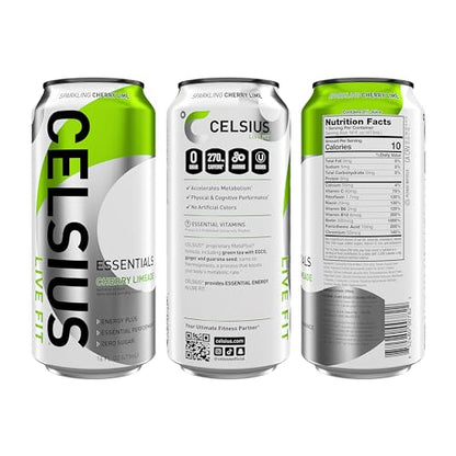 CELSIUS ESSENTIALS, Sparkling Cherry Limeade, Performance Energy Drink 16 Fl Oz CELSIUSBuy Supplements Australia