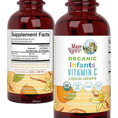 MaryRuth Organics Infant & Baby Vitamin C Supplement | USDA Organic Vitamin C Liquid Drops for Infants | Ages 6-12 Months | Immune Support | Overall Health | Vegan | Non-GMO | Gluten Free | 2 Fl Oz MARYRUTH'SBuy Supplements Australia