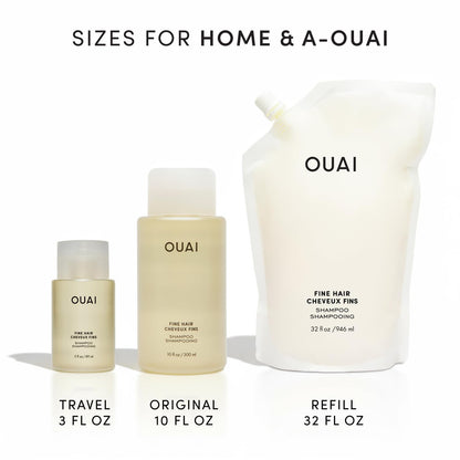 OUAI Fine Hair Shampoo Refill - Volumizing Shampoo for Fine Strands - Made with Biotin, Keratin & Chia Seed Oil - Strengthens, Nourishes & Thickens - Color-Safe & Sulfate Free Hair Care (32 Fl oz) OUAIBuy Supplements Australia