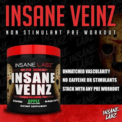 Insane Labz Insane Veinz Non Stimulant NO Enhancing Powder, Nitric Oxide Booster Insane Labz