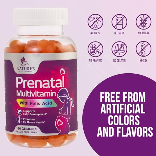 Nature's Prenatal Multivitamin Gummy with Folic Acid, Prenatal Vitamins w/Folate, Choline, Vitamin A Nature's Nutrition