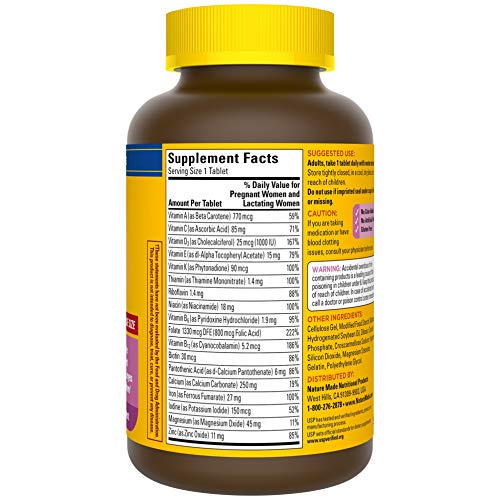 Nature Made Prenatal Multi, 250 Tablets, Folic Acid + 17 Prenatal Vitamins & Minerals Nature Made