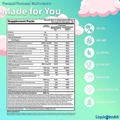 LIQUIDHEALTH Prenatal/Postnatal Multiple Liquid Women's Multivitamin LIQUIDHEALTH