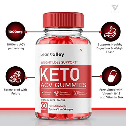 (2 Pack) Lean Valley Keto ACV Gummies Advanced Weight Loss Formula - Lean Valley Fyvus