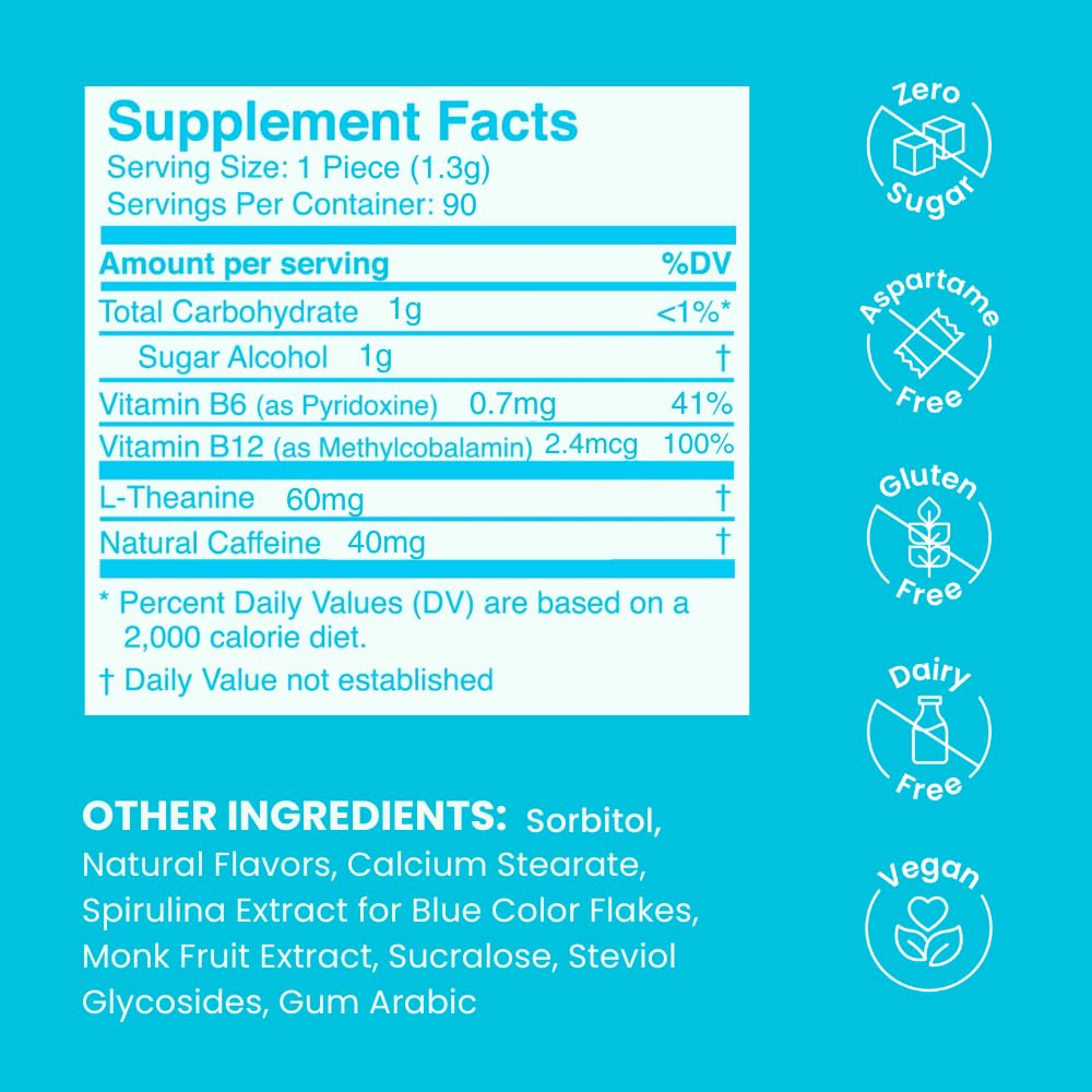 Neuro Energy & Focus Mints - Sugar Free Breath Mints with 40mg Natural Caffeine, B Vitamins & L-Theanine - Vegan Brain Supplement for Exercise, Study & Daily Focus - Peppermint, 90 ct NeuroBuy Supplements Australia