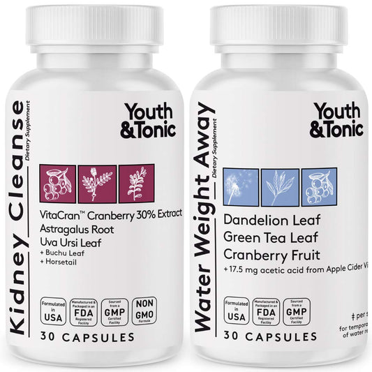 Youth & Tonic Daily Water Retention Pills for Kidney Cleanse Swelling and Excess Body Fluid Youth & Tonic