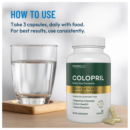 Colopril Colon Cleanse Dietary Supplement - Supports Cleansing of Bowels & Digestive Tract - Eases Constipation - Ginger Root, Lactobacillus, Psyllium Husk Colopril
