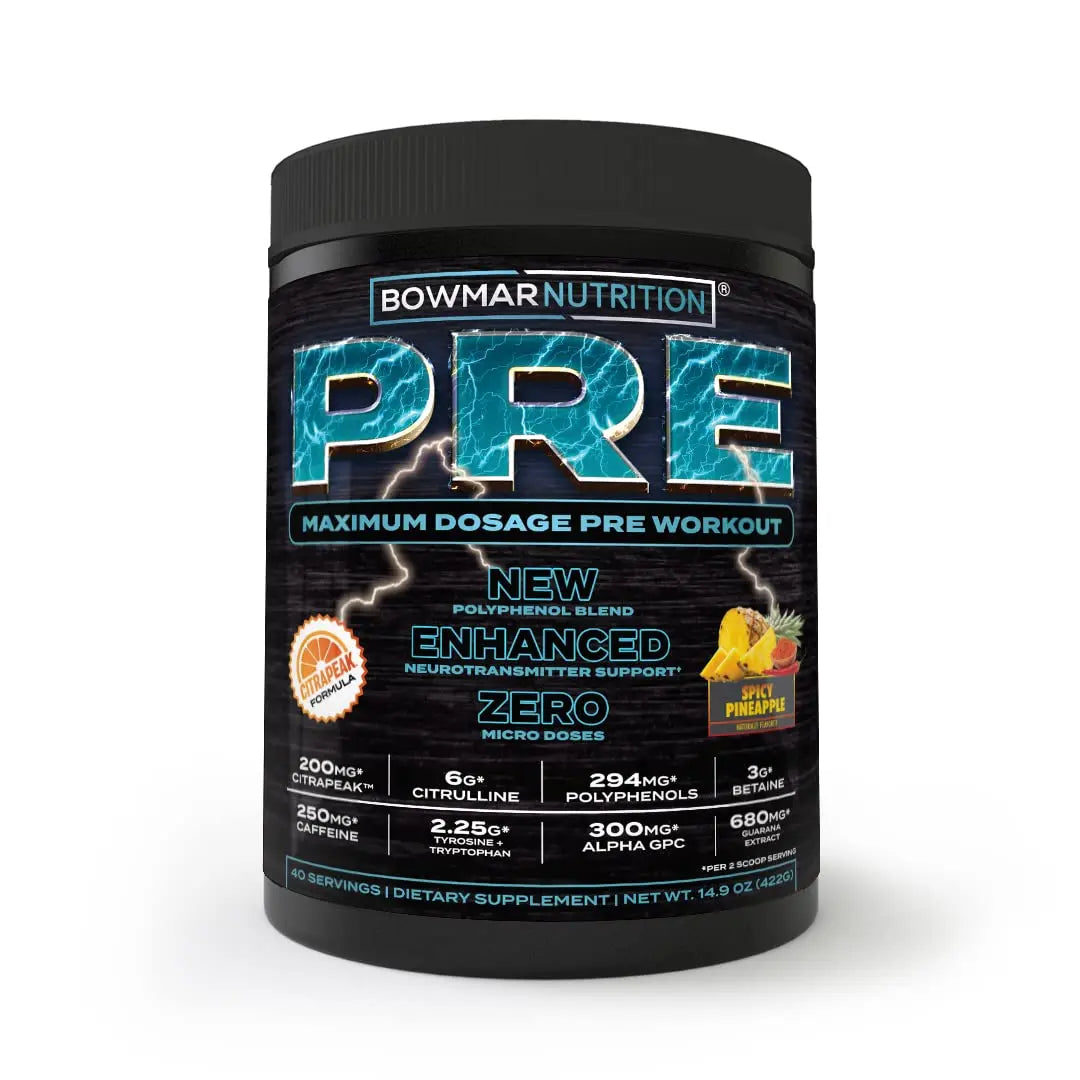 Bowmar Nutrition Pre Workout with Stimulants, Pre Workout Powder, Pump Supplement BOWMAR NUTRITION