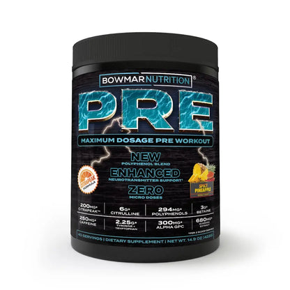 Bowmar Nutrition Pre Workout with Stimulants, Pre Workout Powder, Pump Supplement BOWMAR NUTRITION