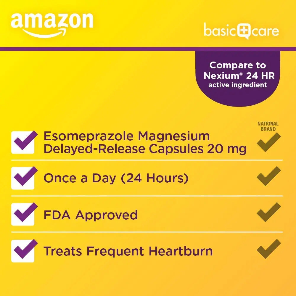 Amazon Basic Care Esomeprazole Magnesium Delayed Release Capsules, 20 mg, Acid Reducer, 42 Count Amazon Basic Care buy supplements Au