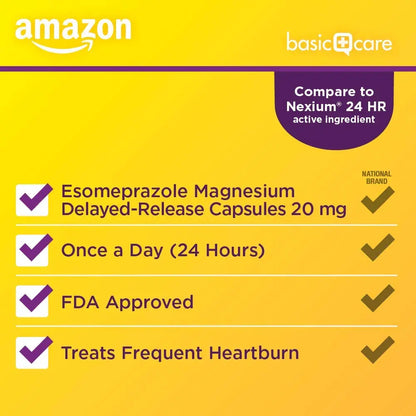 Amazon Basic Care Esomeprazole Magnesium Delayed Release Capsules, 20 mg, Acid Reducer, 42 Count Amazon Basic Care buy supplements Au
