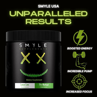 Smyle USA Pre-Workout Powder Lemon Lime - Pre Workout Energy with 400mg Alpha Smyle Supplements
