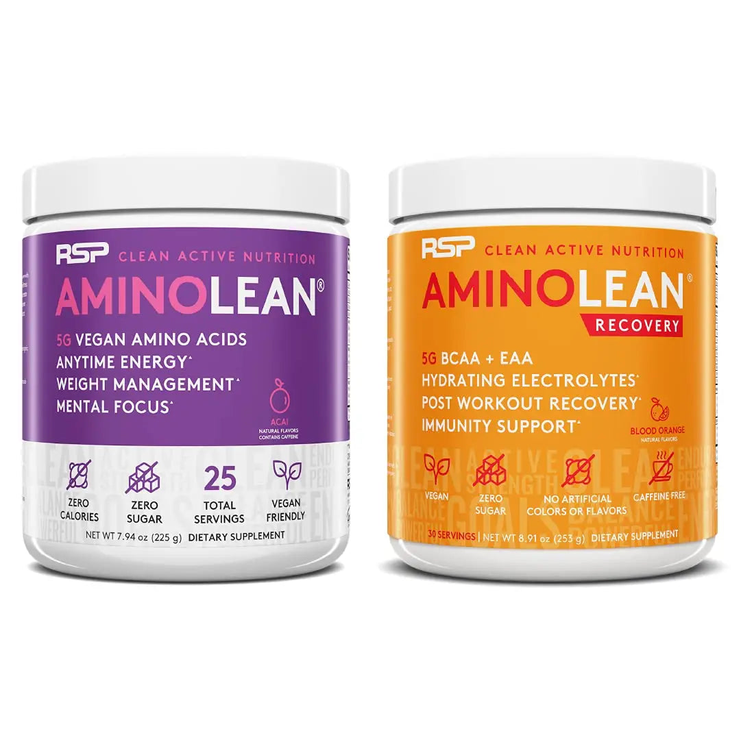 RSP NUTRITION Vegan AminoLean Pre Workout Energy (Acai 25 Servings) with AminoLean RSP NUTRITION
