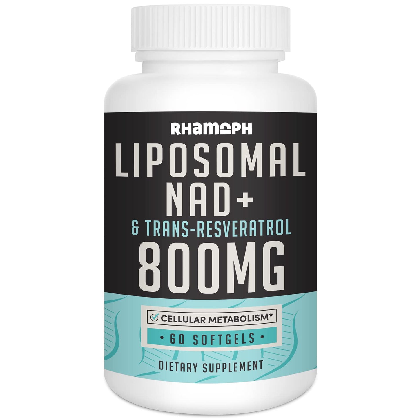 Rhamoph Liposomal NAD+ 800 mg with Trans-Resveratrol 300 mg, Max Absorption, Actual NAD+ Boosting Supplement for Healthy Aging, Cellular Energy, DNA Repair, Longevity - 60 Softgels RhamophBuy Supplements Australia