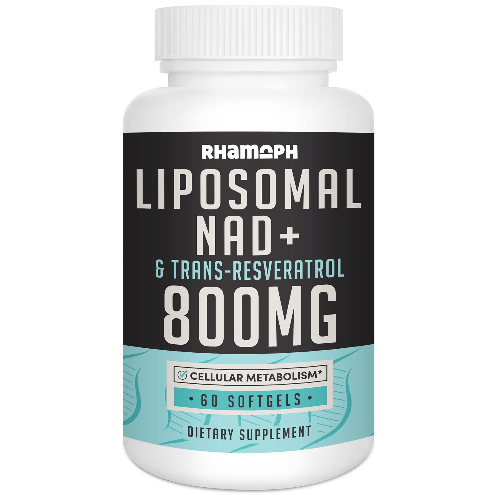 Rhamoph Liposomal NAD+ 800 mg with Trans-Resveratrol 300 mg, Max Absorption, Actual NAD+ Boosting Supplement for Healthy Aging, Cellular Energy, DNA Repair, Longevity - 60 Softgels RhamophBuy Supplements Australia