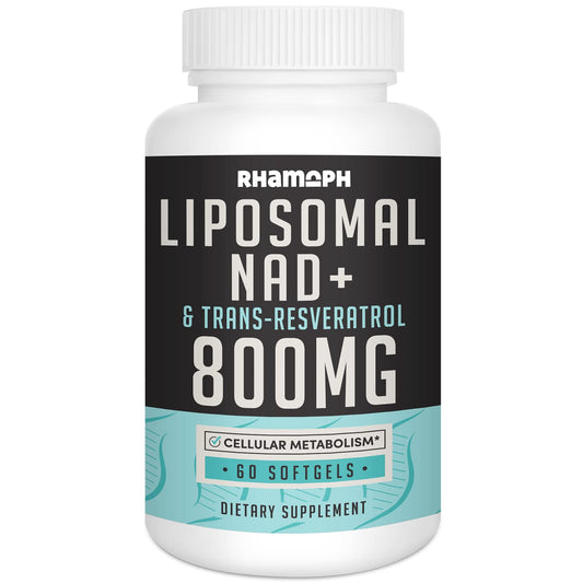 Rhamoph Liposomal NAD+ 800 mg with Trans-Resveratrol 300 mg, Max Absorption, Actual NAD+ Boosting Supplement for Healthy Aging, Cellular Energy, DNA Repair, Longevity - 60 Softgels RhamophBuy Supplements Australia