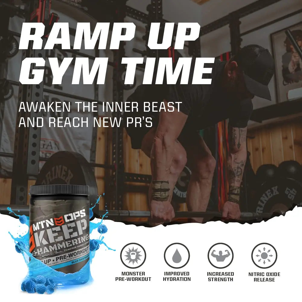 MTN OPS Pre-Workout Powder Energy Drink Keep Hammering Series by Cameron Hanes MTN OPS
