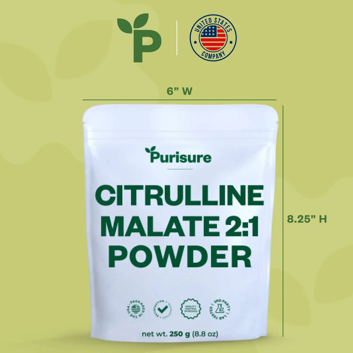 Purisure L-Ctrulline Powder 250g, Premium Citrulline 2:1 Malate Supplement for Strength Purisure