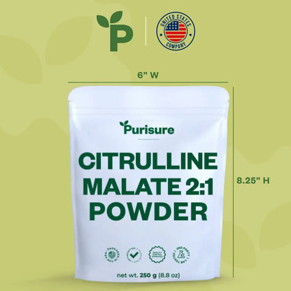 Purisure L-Ctrulline Powder 250g, Premium Citrulline 2:1 Malate Supplement for Strength Purisure