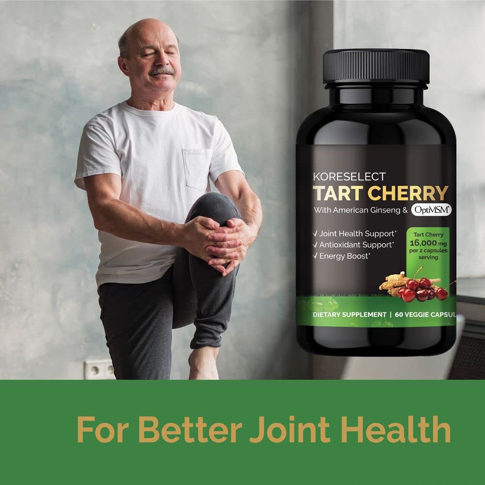 KORESELECT Beet Root & Tart Cherry Capsules 16,000mg Capsules Bundle for Nitric Oxide Supplement Booster for Blood Circulation, Muscle Recovery, Joint Support, for Men and Women