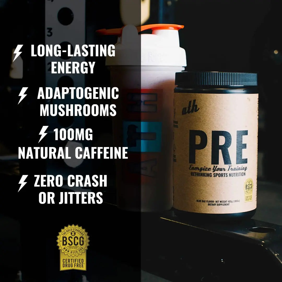 ATH PRE, Natural Plant Based Pre Workout, Low Caffeine, Low Stim, Pump, Clean Ingredients ATH
