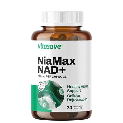 Vitasave NiaMax NAD+ Supplement – 300mg Niacinamide Riboside per Capsule – High-Potency NAD+ Precursor for Energy, Healthy Aging & Metabolic Function – Vegan, Non-GMO, Gluten-Free (30 Capsules) VitasaveBuy Supplements Australia