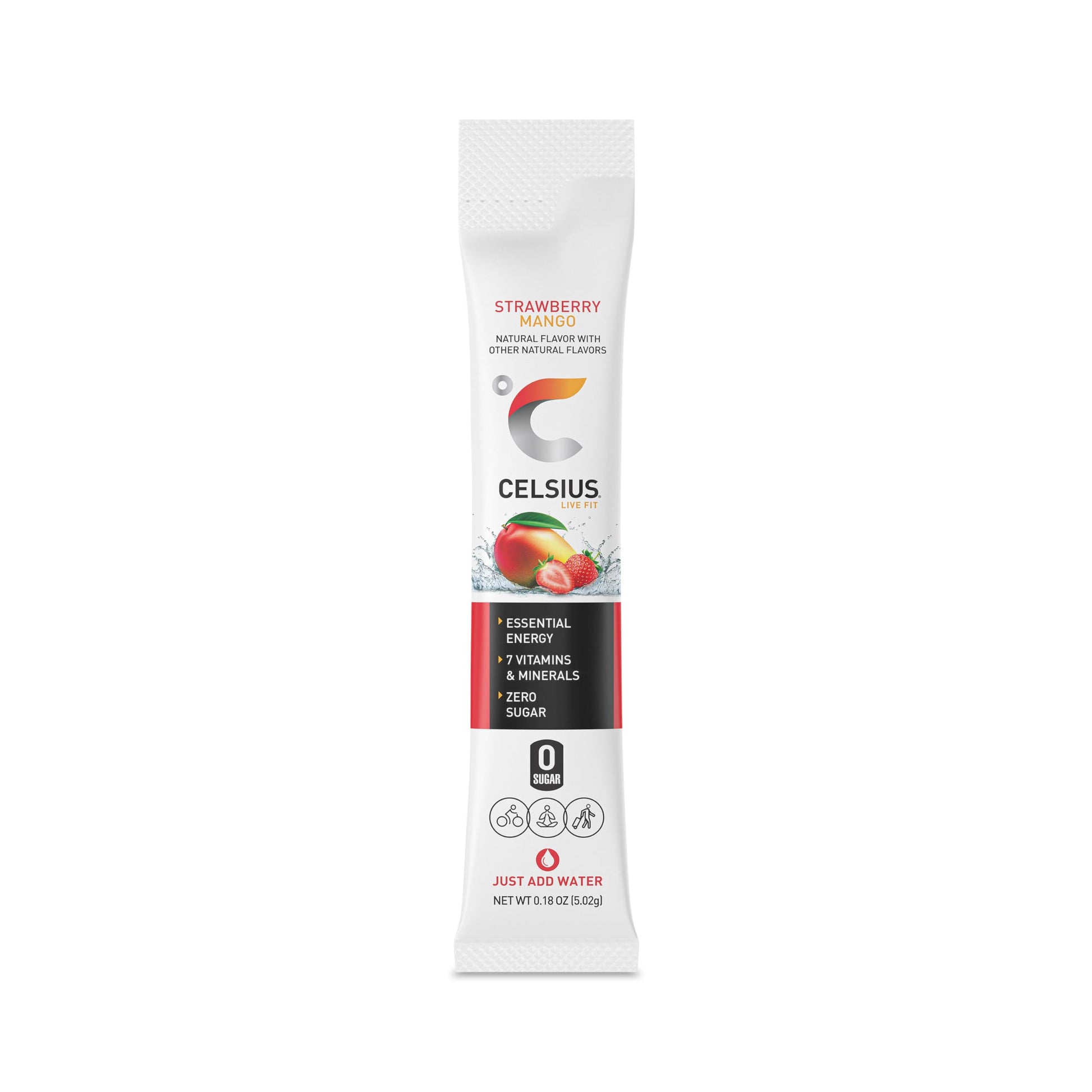CELSIUS On-the-Go Powder Sticks Strawberry Mango, Essential Energy 14 Sticks per Pack CELSIUSBuy Supplements Australia