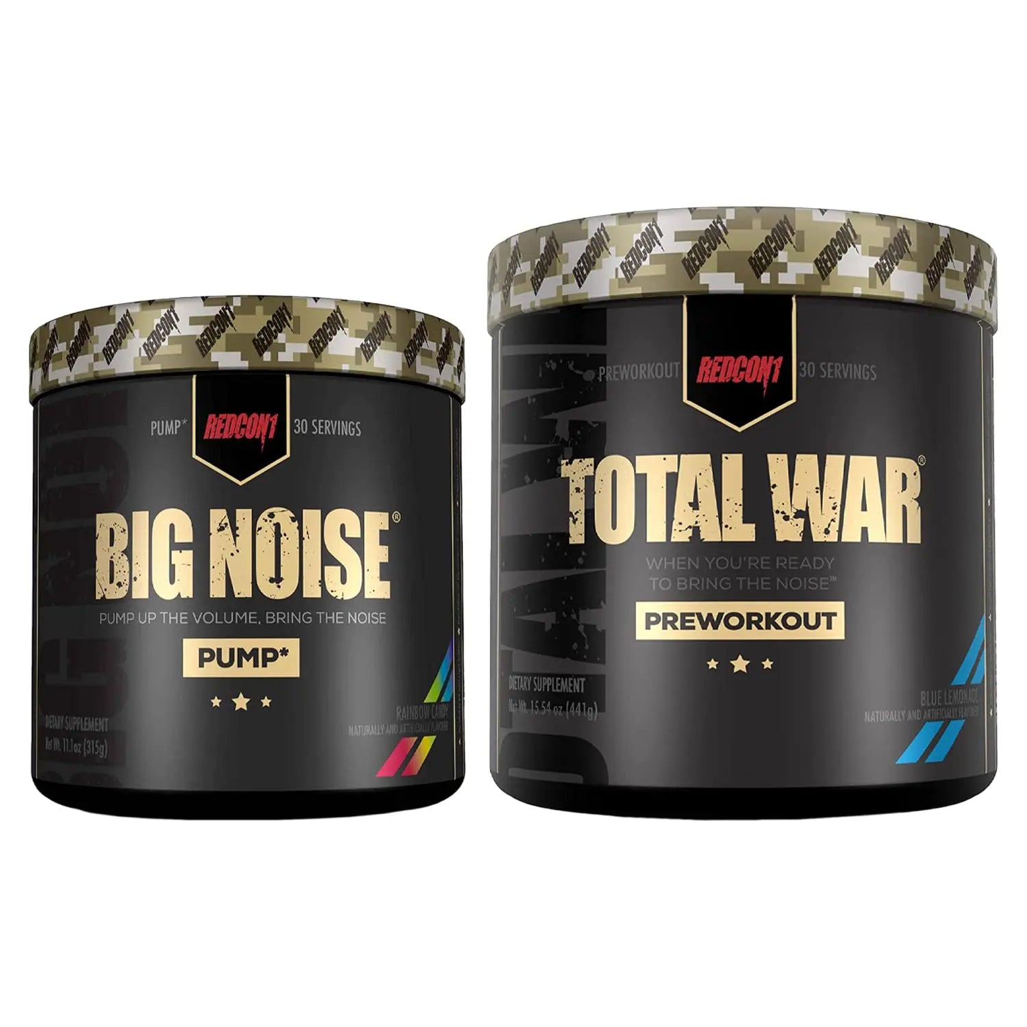 REDCON1 Total War Preworkout (Blue Lemonade) & Big Noise Non-Stim Preworkout Powder REDCON1